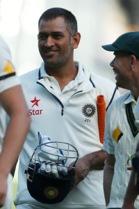 MS Dhoni is all smiles after the third Test match against Australia  © Getty Images 