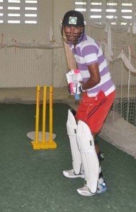 Adrian Sukwah prepares to receive a ball in nets