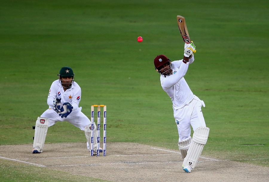 DUBAI, UNITED ARAB EMIRATES - OCTOBER 15:  Marlon Samuels of West Indies bats during Day Three of the First Test between Pakistan and West Indies at Dubai International Cricket Ground on October 15, 2016 in Dubai, United Arab Emirates.  (Photo by Francois Nel/Getty Images)